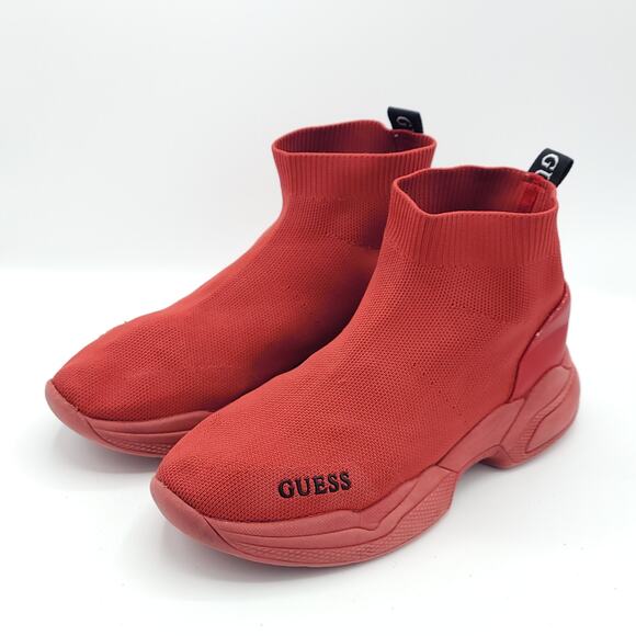 Guess Women’s Pause Knit Wedge Red Textile  fabric size 7.5M - Picture 1 of 9